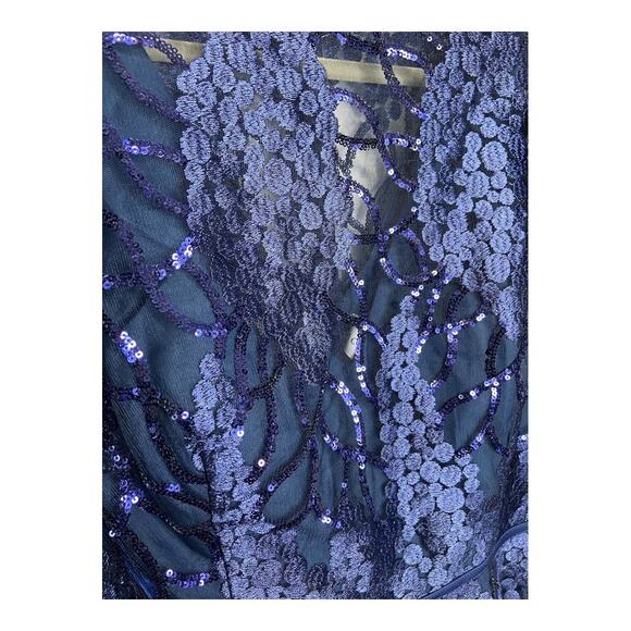 Mac Duggal Sequins Embellished Flutter Sleeve Cocktail Dress Formal Gala Sz 16 - Picture 13 of 15